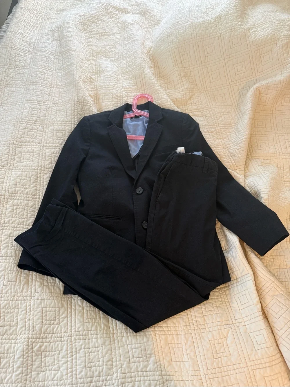 Boys Black Two-Button Blazer and Pants Suit